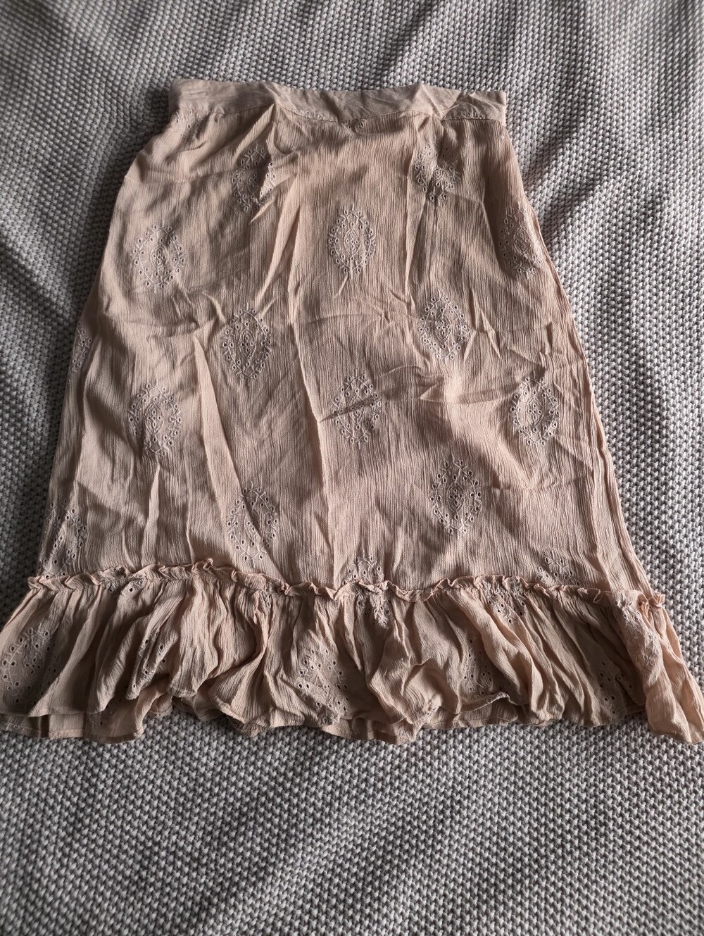 Women's Blush Pink Ruffle Hem Skirt